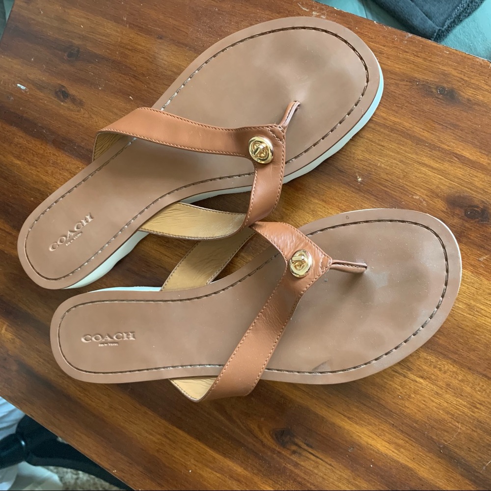 Coach leather flip flops